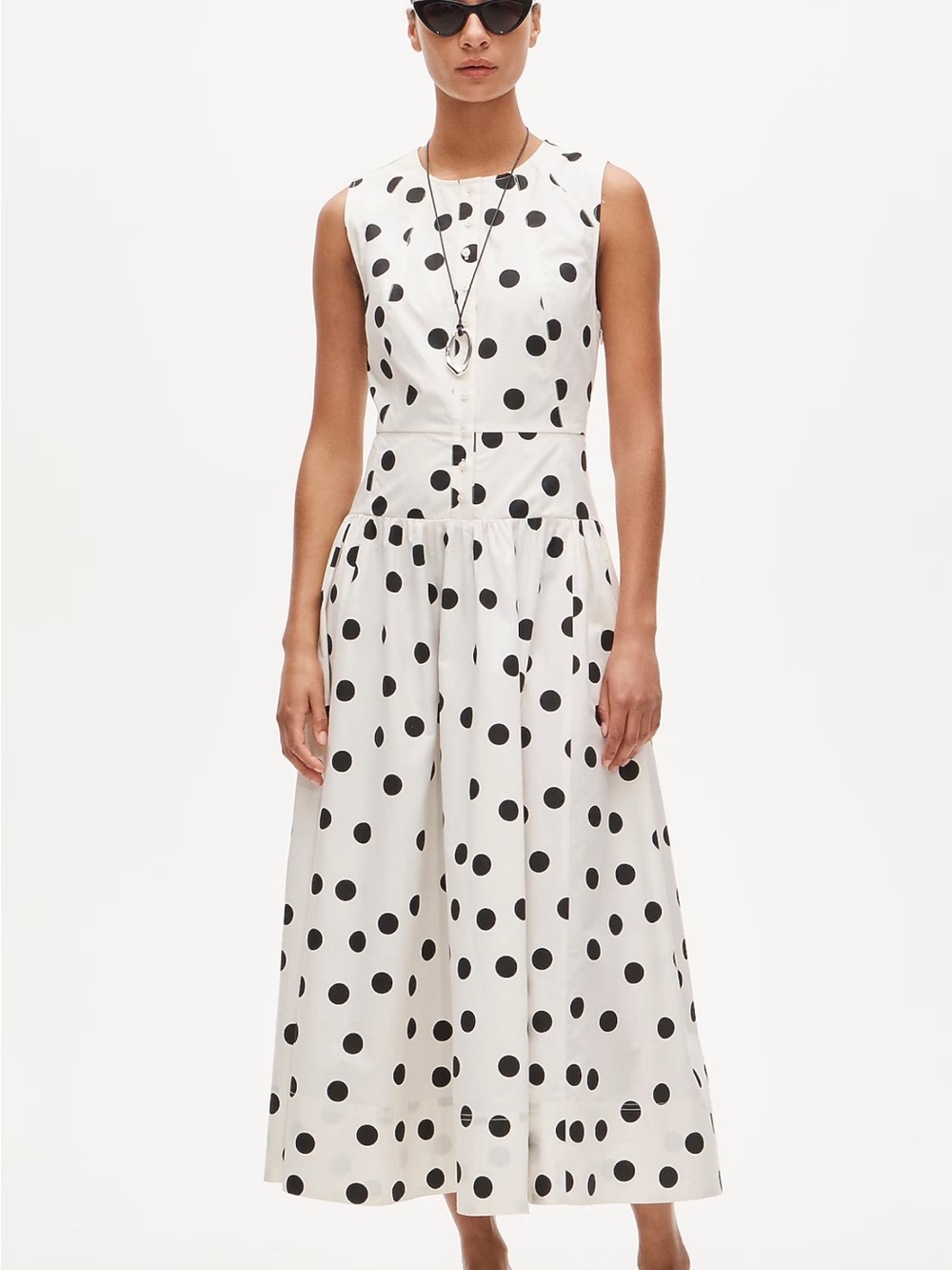 NWT J. Crew Ivory Black Polka Dot Cotton Poplin Midi Dress 00P 00 Petite